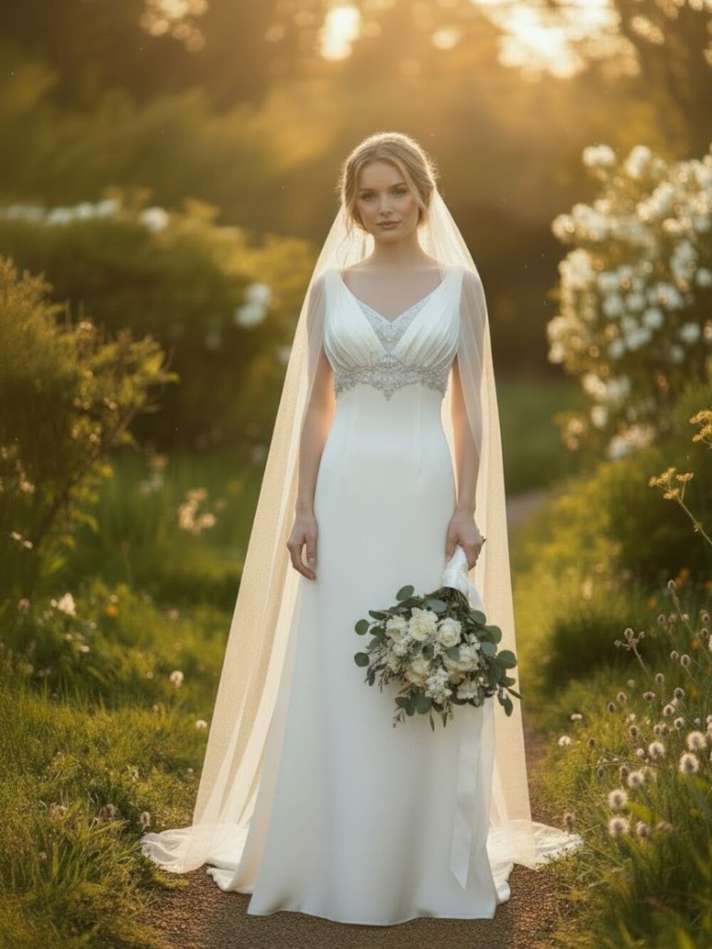 Galina Signature ivory, beaded, A-Line wedding gown - size 10P
